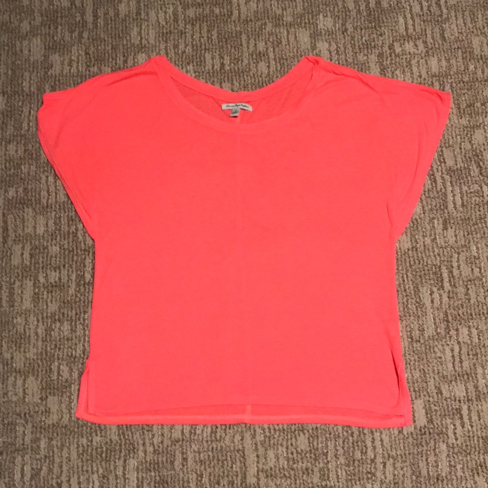 American Eagle hot pink short sleeve blouse